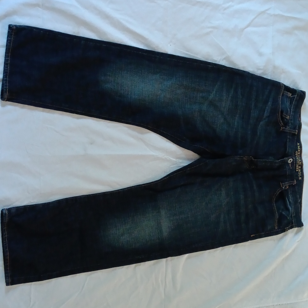 Mens 36x30 American Eagle dark Deming relaxed fit jeans